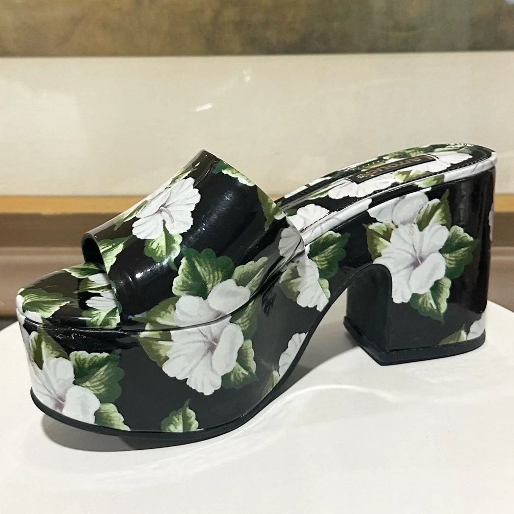 🌸LARROUDE🌸 Miso Platform Sandal In Scarlet Printed Leather Size: 5.5